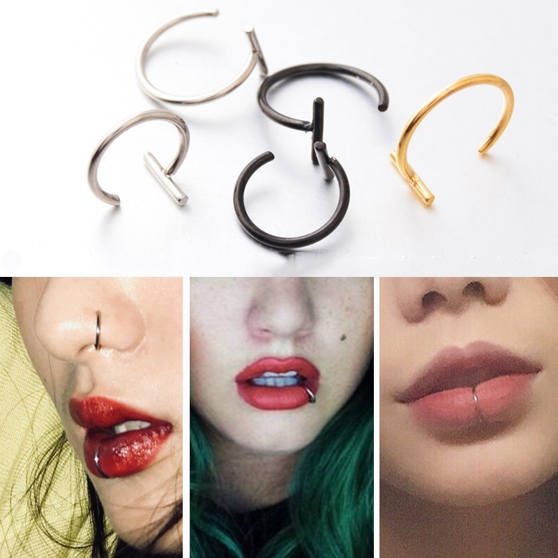 

1 Pc Fashion Punk Style Fake Lip Piercing Nose Ring Body Accessories for Sexy Women Men