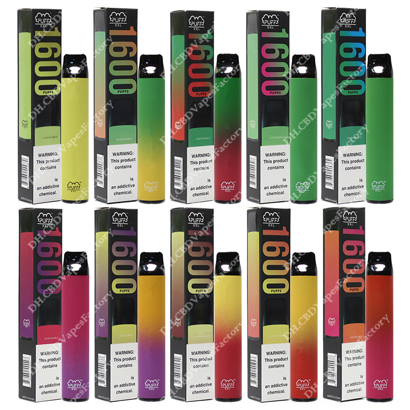 

New PUFF XXL 1600 Puffs Hits Disposable Device Vape Pen Pre-filled Vapors e Cigs Cigarettes Portable System Starter Kit Vaporizers