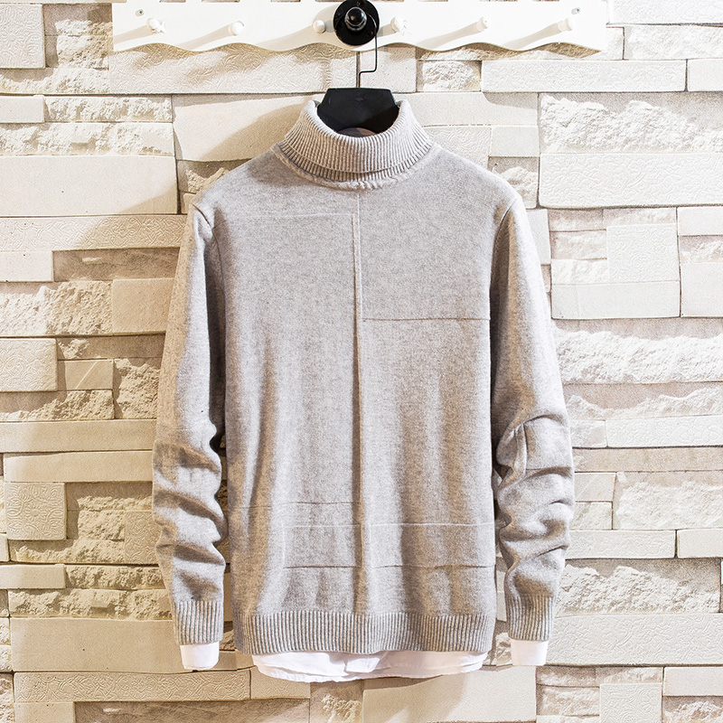 

2020 Autumn Winter Classic Men's Sweater Males Turtleneck Casual Sweater Homme Slim Fit Knitted Cotton Pullovers Solid Color-3XL