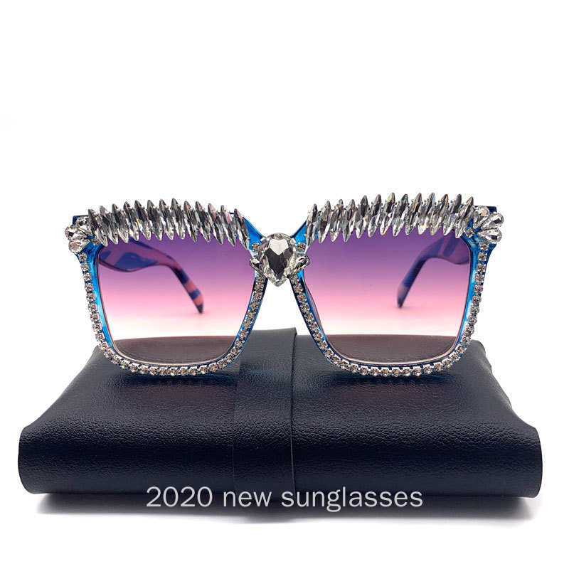 

Fashion Diamond Sunglasses Women 2020 Vintage Colorful Square Sunglasses Eyeglasses Gradient Luxury Punk Glasses UV400 NX