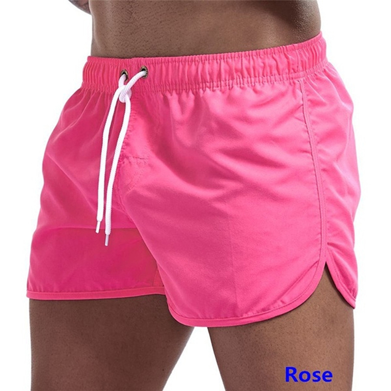 

Man Summer Board Shorts Male Fashion Casual Dry Beach Shorts 2020 Breathable Mesh Quick Dry Pantalones Cortos, Rose red