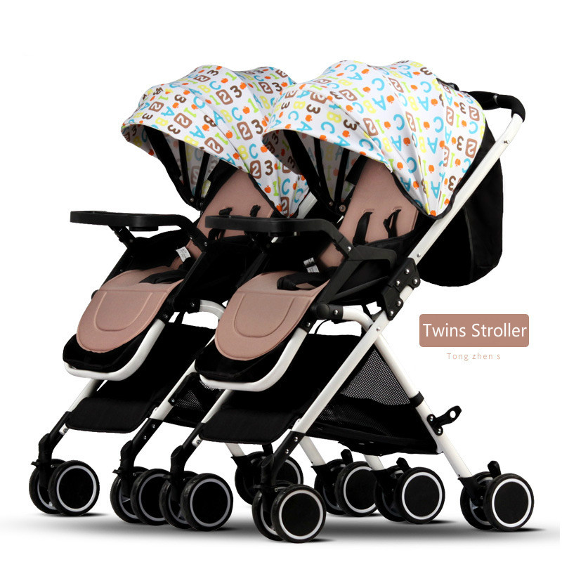 

Twin Baby Strollers Portable Twins Can Sit Reclining Lightweight Folding Detachable Ultra Light Absorber BB Double Trolley