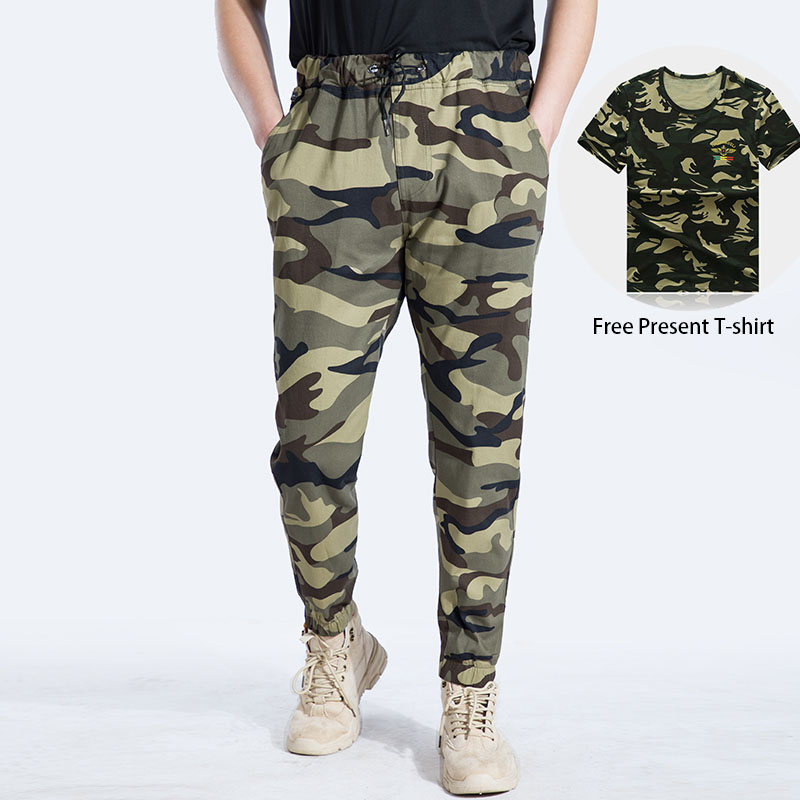 

Men Streetwear Casual Sport Sweatpants Pants and T shirt Camouflage Cargo Pants Tactics Length Trousers, Armygreen