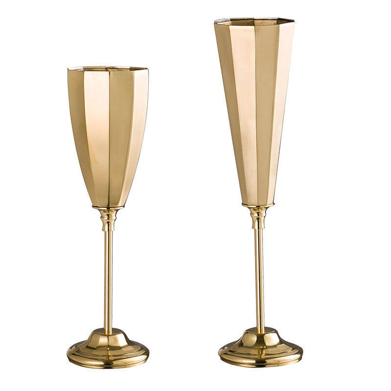 

High Feet Cup Gold Stainless Steel Feather Holder Flower Holder Wedding Party Decor Luxury Design