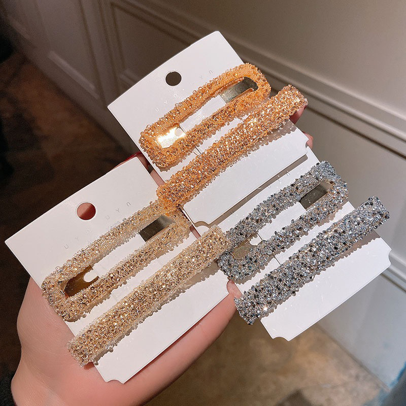 

1 Set Strip Rectangular Korea Popular Hair Clips Fashion Woman Rhinestone Shiny Luxury Hairpins BB Clip Styling Tools Barrettes