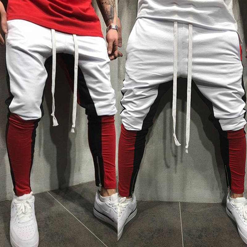 

Newest Men Sports Gym Pants Loose Running Joggers Casual Long Trousers Sweatpants, Red black
