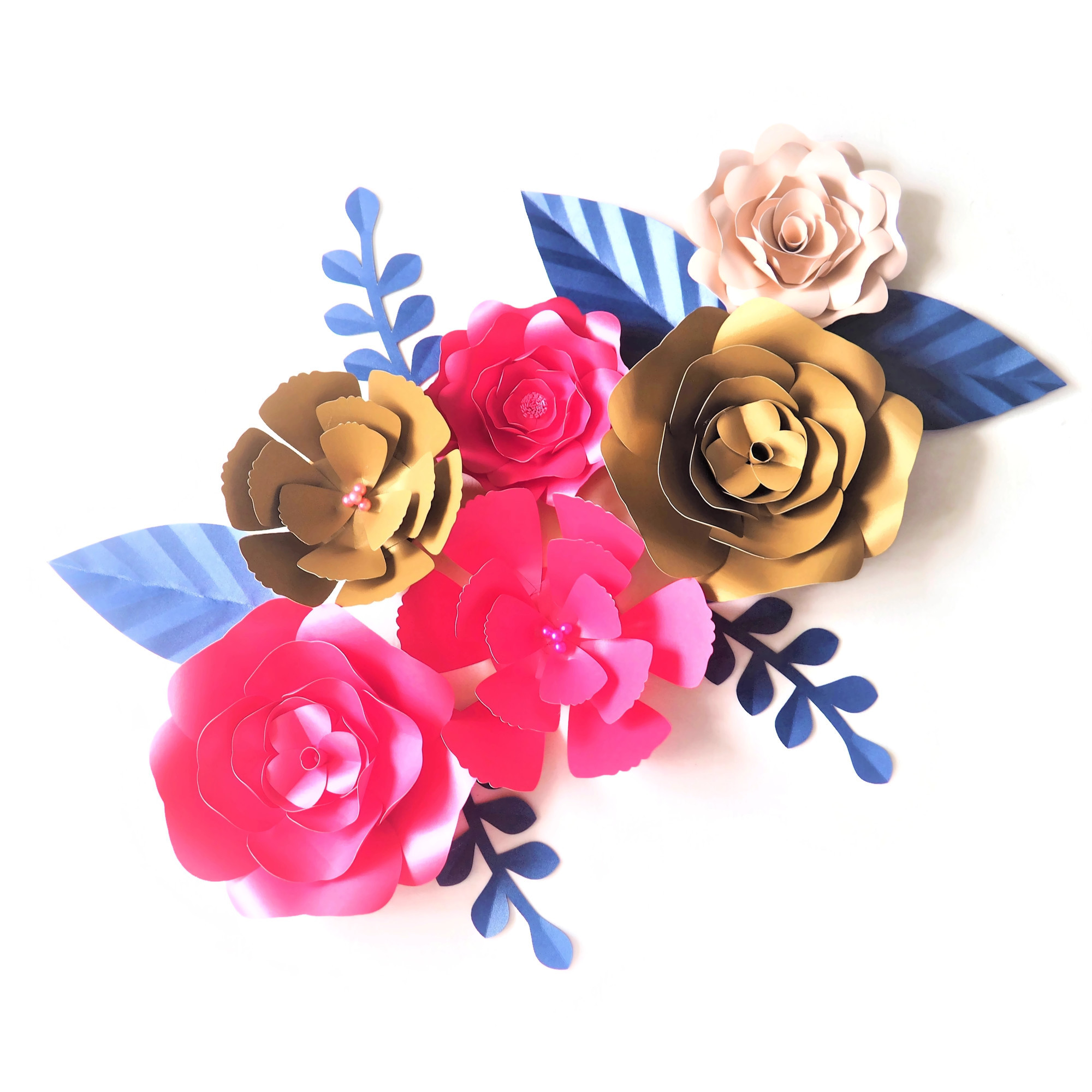 

DIY Giant Paper Flowers Backdrop Artificial Handmade Mix Flower 6PCS+Leaves 6PCS Wedding & Party Deco Home Decoration Video