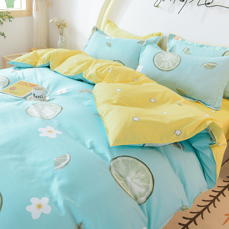 

designer bed Chinoiserie style Leaves printed cotton Soft Duvet Cover Bed sheet Fitted sheet set King  Size
