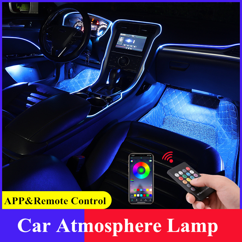 

10 IN 1 8M Car EL Neon Strip APP Sound Control Light RGB LED Interior Decorative Car Ambient Light Auto Atmosphere Lamps