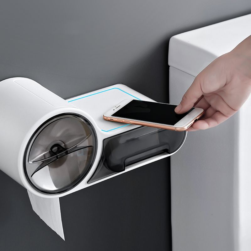 

Toilet Paper Holder Punch-free Bath Tissue Box Wall Mount Roll Paper Storage Box 24BA