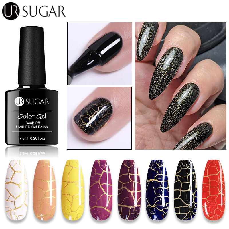 

UR SUGAR 7.5ml Crackle Gel Nail Polish Luminous Cracking Gel Soak Off Nail Art UV LED Varnish Semi Permanent Color DIY, 63