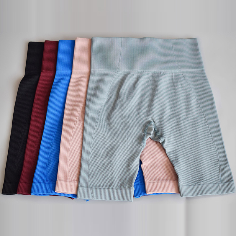 

New Summer Seamless Workout Sports Shorts Women High Waist Yoga Shorts Super Stretchy Sport Running Women Gym Leggings, Red wine