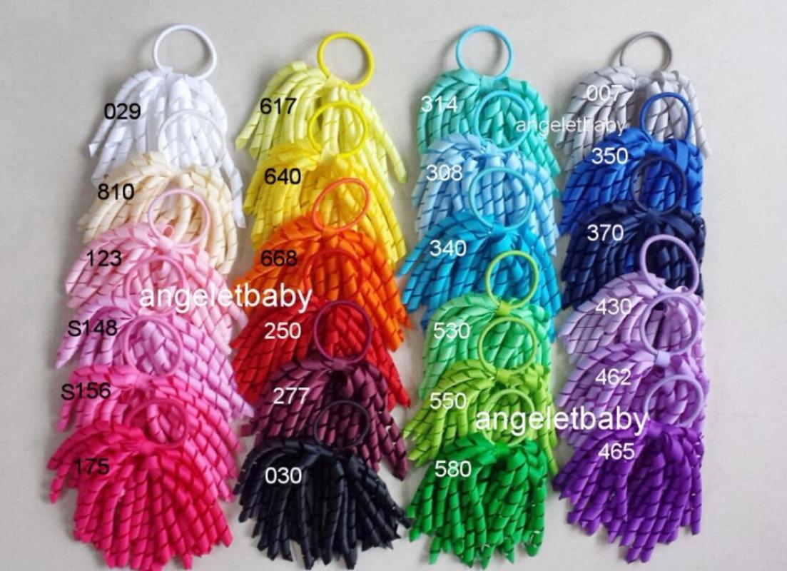 

Girl curl tassel ribbons Ponytail Holder korker streamers Plain colour hair band corker bows with elastic hair rope accessories, The color
