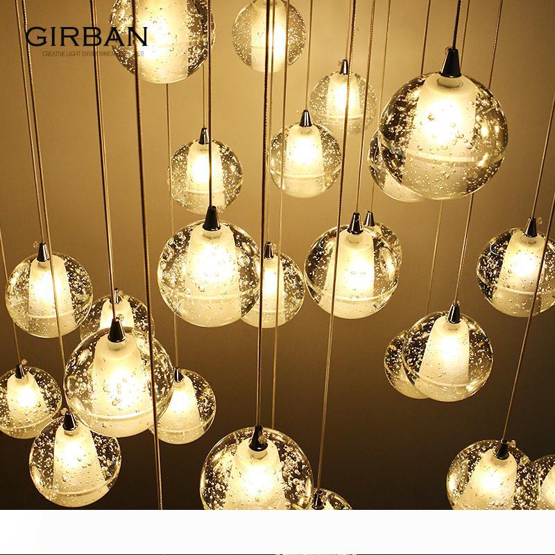 

Modern Chandelier Simple Long Chandelier Nordic Creative Living Room Dining Room Crystal Glass Ball Decorative Lamps Facture