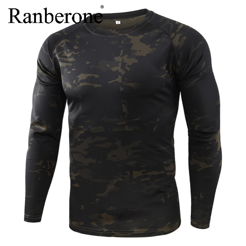 

Ranbeone New Tactical Camouflage T Shirt Male Breathable Quick Dry Combat Full Sleeve Outdoor Sport T-shirt for Men, Green python