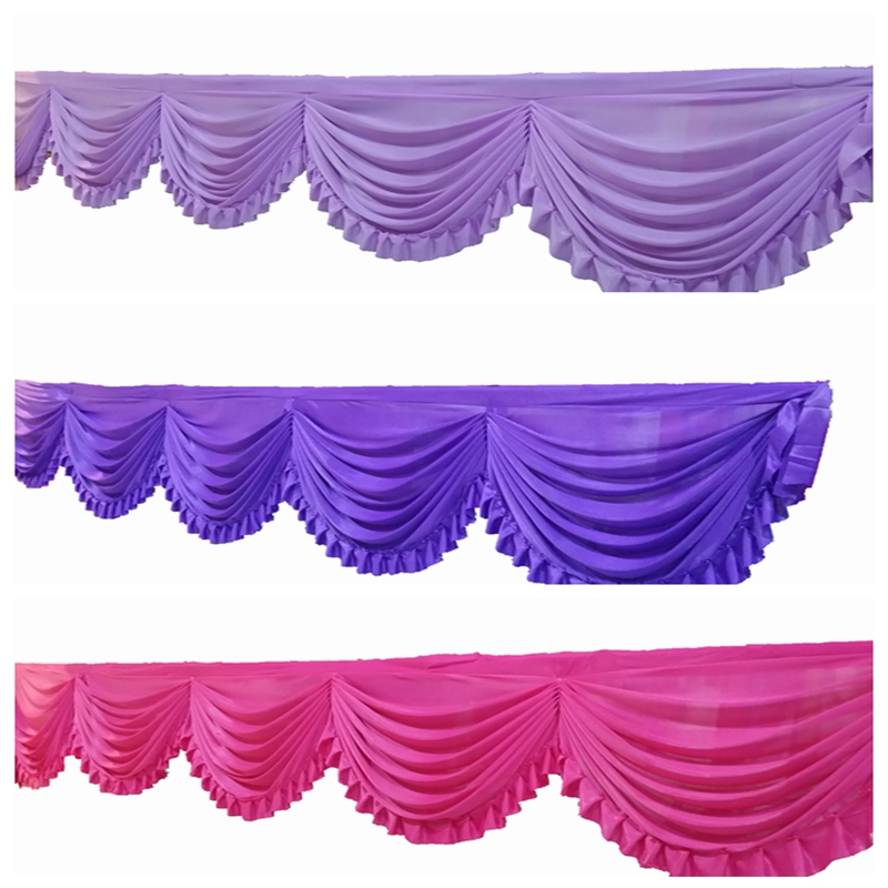 

6m Ice Silk Swag Drape Valance Fir For Backdrop Curtain Table Skirt Wedding Stage Background Curtain Decoration