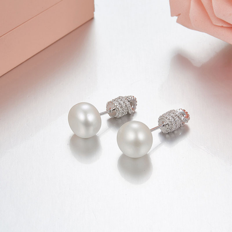 

Stud SLJELY 925 Sterling Silver 3 Gold Colors Micro Inlay Cubic Zirconia Pearl Earrings For Women Fashion Luxury Jewelry