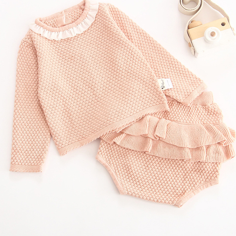 

2020 New Newborn Baby Girls Boys Clothes Long sleeves Knitting Sweater +Shorts Outfits Set Toddler Baby Girls Cute Clothing Sets, 86015 pink