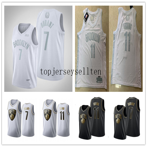

Brooklyn Nets MEN Kyrie Irving Kevin Durant 2020 Black Golden MVP basketball Jersey