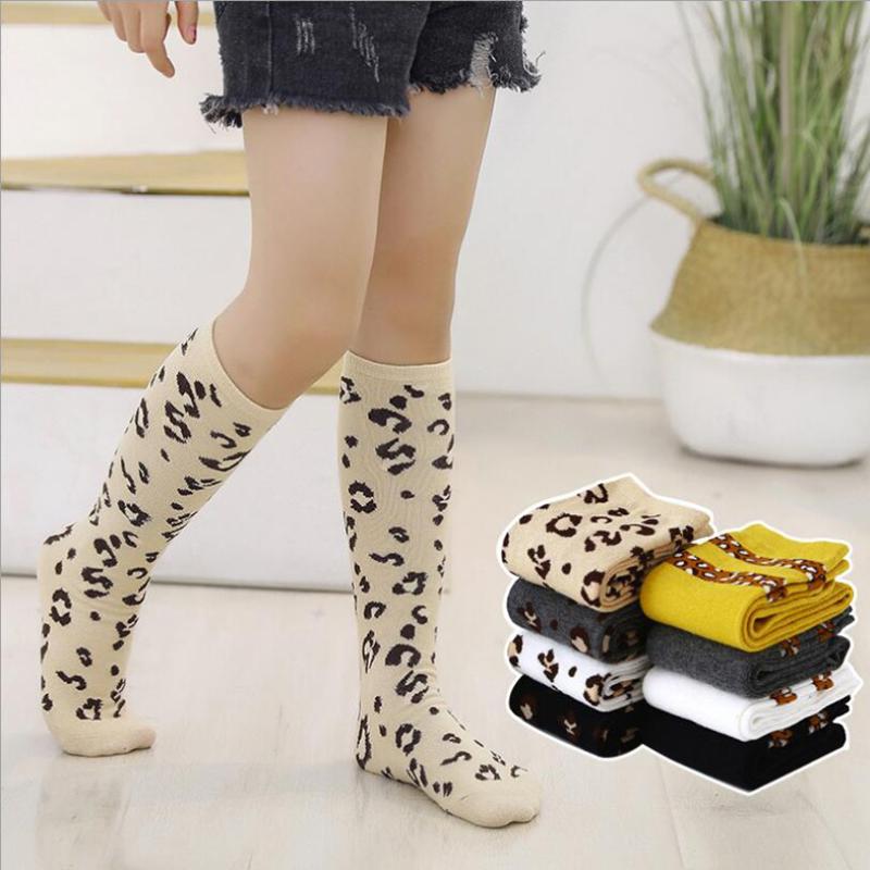 

2-12Yrs big girls socks cool leopard design knee high long socks for girls booties children sports meias