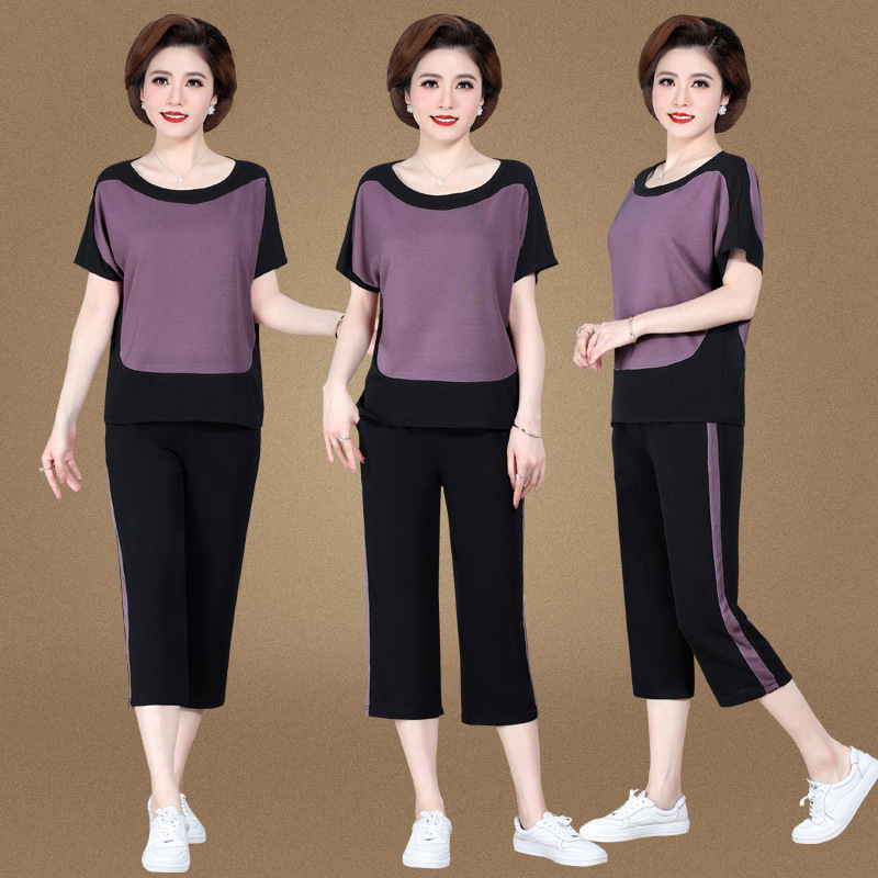 

5XL Summer Women Sportswear Tracksuit Cotton Loose Sweatshirt+pant Running Jogger Fitness Outfit Athletic Casual Set Sport Suit, Purple