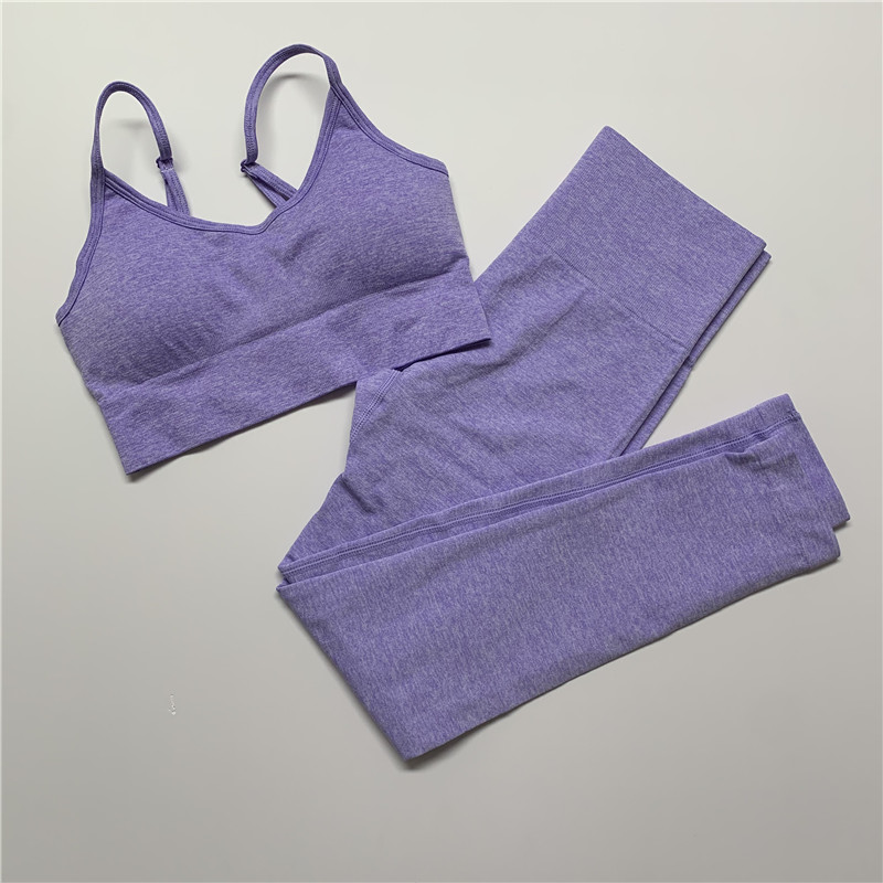 

2Pcs/Set Seamless Yoga Set Women Fitness Bra Sportswear Woman Gym Leggings Pants Padded Push-up Strappy Sports Bra Sports Suits, Green bra