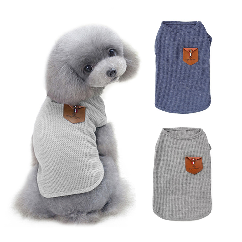 

Summer Dog Clothes Solid Color Puppy Cat T Shirt Breathable Cotton Pet Cool Clothing Dog Vest For Yorkshire Chihuahua Teddy, Gray