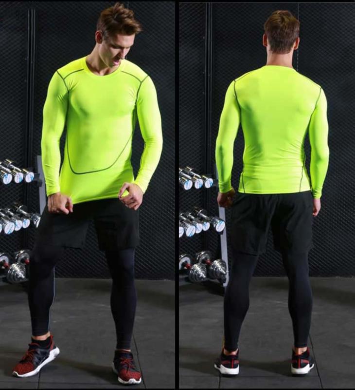 

Tights Men's Quick-Dry Breathable Sports Base Clothing Compressing Cloth Football Basketball Running Long Sleeve Ultra-stretch, Blue