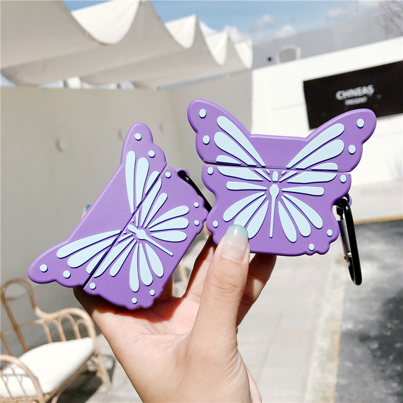 

3D Cute Cartoon Butterfly Case for AirPods 1 2 pro 3 Charging Box Soft Silicone Shockproof Earphone Protective Cover Coque