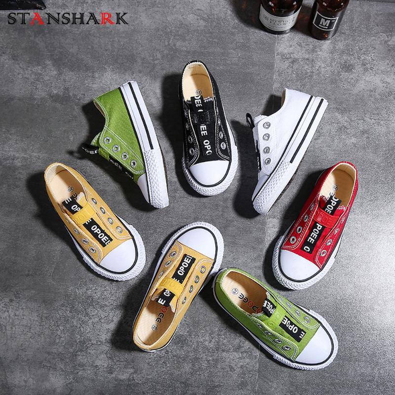 

5 Color Kids Spring Summer Children Shoes Casual Cotton Fabric Sneakers Soft Comfortable Slip-on School Student Canvas Shoes, White
