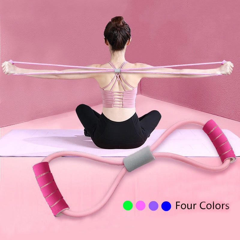 

Yoga Resistance Bands 8-shaped Chest Expander Rope Workout Muscle Fitness Rubber Elastic Band for Slim Pilates Sports Exercise, Pink