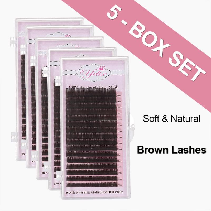

Yelix mixd Dark Brown Faux Mink Eyelashes Natural False Individual Eye Lashes Colored Eyelash Extension Fake Lash Set For Makeup