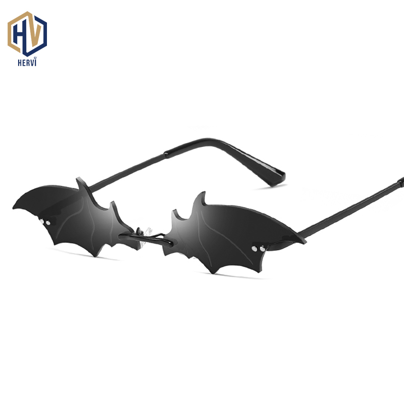 

Small Cat Eye Sunglasses Women New Rimless Punk Sun Glasses Bat Shape Unique Eyeglasses Men UV400
