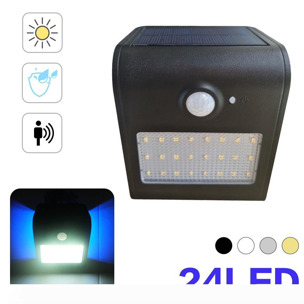 

BRELONG Solar Outdoor Waterproof Wall Light IP65 24LED 7 Watt Wireless PIR Motion Sensor Light Human Body Induction Black White Silver Gold
