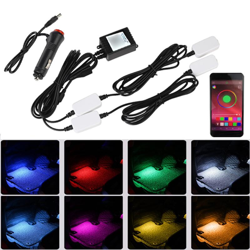 

New Car Atmosphere Light USB Cigarette Lighter RGB Colorful Rhythm Foot Light APP Voice Control Atmosphere