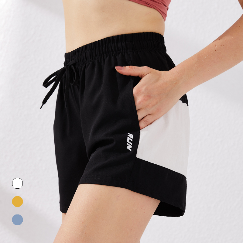 

Yoga Sports Shorts Summer Color-contrast Women Quick-drying Yoga Fitness Loose Running Jogging Casual Ultra Thin Shorts, Yellow