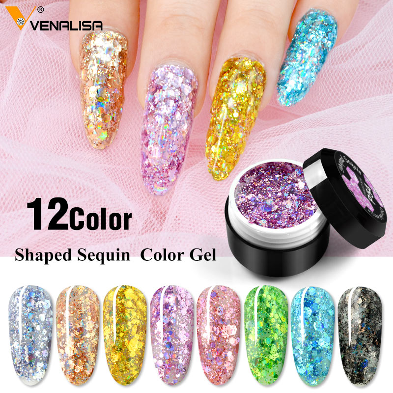 

Starry Platinum Glitter Painting Gel Nail Varnish Semi Permanent Lacquer Shape Sequin Varnish Long Lasting Nail Gel, P53