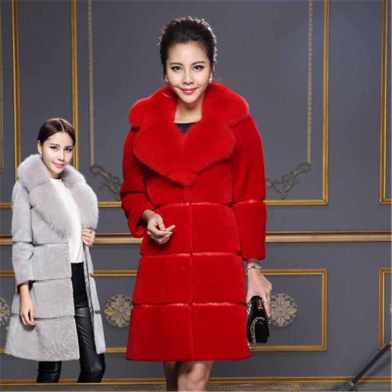 

Mid-Length Fur Coat Women's 2020 Winter Fashion New Style Sheep Shearing Faux Fur Collar And One-Piece Faux Coat, Black