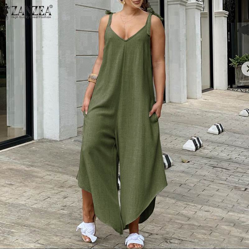 pockets solid sleeveless holiday jumpsuits