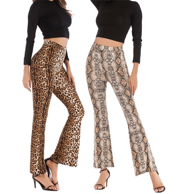 

hirigin Fashion Women' Leopard Print Flared Pants High Waist Wide Leg Trousers Spring Slim Trousers /M/L/XL/XXL