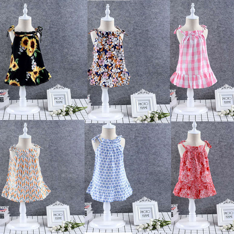 

Kids Girls Sling Dresses 2 3 4 5 Years Summer Fashion Children Clothings for Girl Toddler Cotton baby girl dress kids clothes, Beige