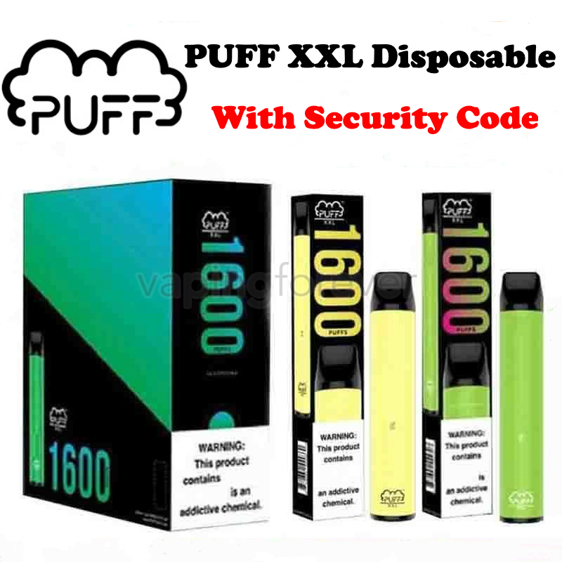 

Newest PUFF XXL 1600 Puffs Hits Disposable Device Vape Pen Pre-filled Vapors e Cigs Cigarettes Portable System Starter Kit Vaporizers