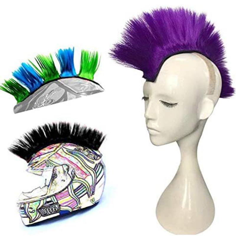 

Racing Motorcycle Accessories Solid Universal Hair Sticker Reusable Outdoor Synthetic Wigs Stick On Mohawk Cycling Helmet Hawks, Yellow