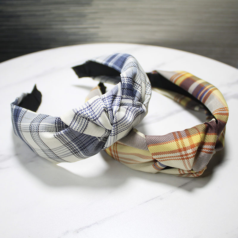 

Lystrfac Korean New Uniform Plaid Knotted Headband for Women Fashion Cloth Hairband Hair Accessories