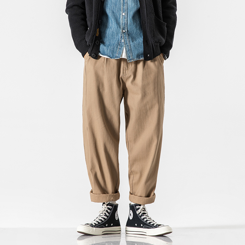 

Men Japanese Style Casual Cargo Pant Male Streetwear Hip Hop Loose Overalls Harem Trousers, Black