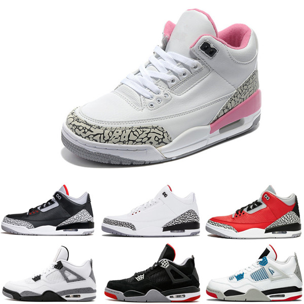 

4s 4 Bred Oreo Mens Basketball Shoes 3 3s Black Cement UNC Pure White Tinker 3M Flight Men Sports Women Sneakers With Box