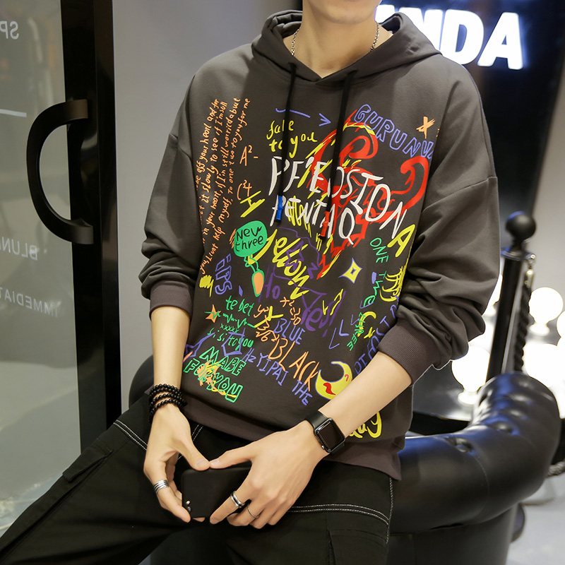 

Personality Print Square Sweatshirt Hoodie Men 2020 Skateboard Hoodies Sudaderas Hombre Poleron Sport Streetwear Mens Top Hoodie, Dark gray
