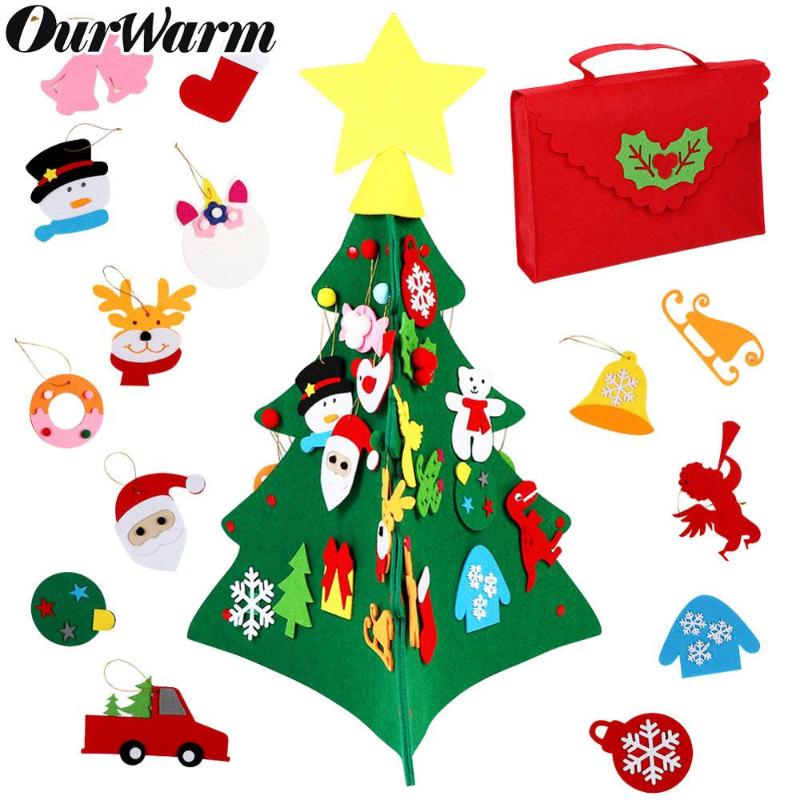 

OurWarm Upgraded 3D DIY Felt Toddler Christmas Tree 2020 New Year Gift Educational Toys Hanging Pendant Christmas Party Supplies