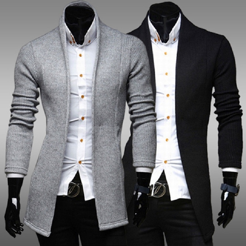 

Korean Men Trench Coat Gray Black Men Style Casual Jackets For Turn-Down Collar Cardigan Mens Overcoat 2020 New Autumn Q830