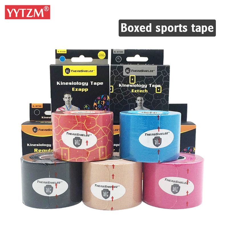 

5cm*5m Upgraded Pre Cut Muscle Tape Elastic Roll Sports Kneepad Internal Cotton Elastic Adhesive Sport Kinesiology Patch, Upgraded blue